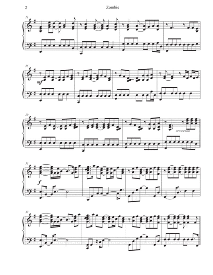 Zombie Piano Solo scores gallery preview page 2