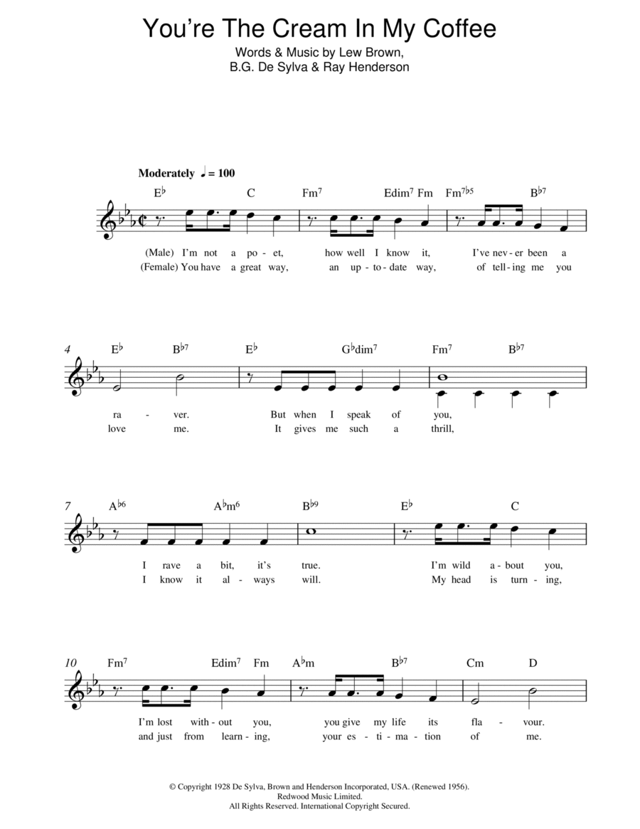 You're The Cream In My Coffee Piano scores gallery preview page 1
