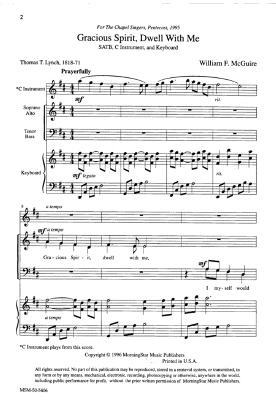 Gracious Spirit, Dwell With Me 4-Part scores gallery preview page 2