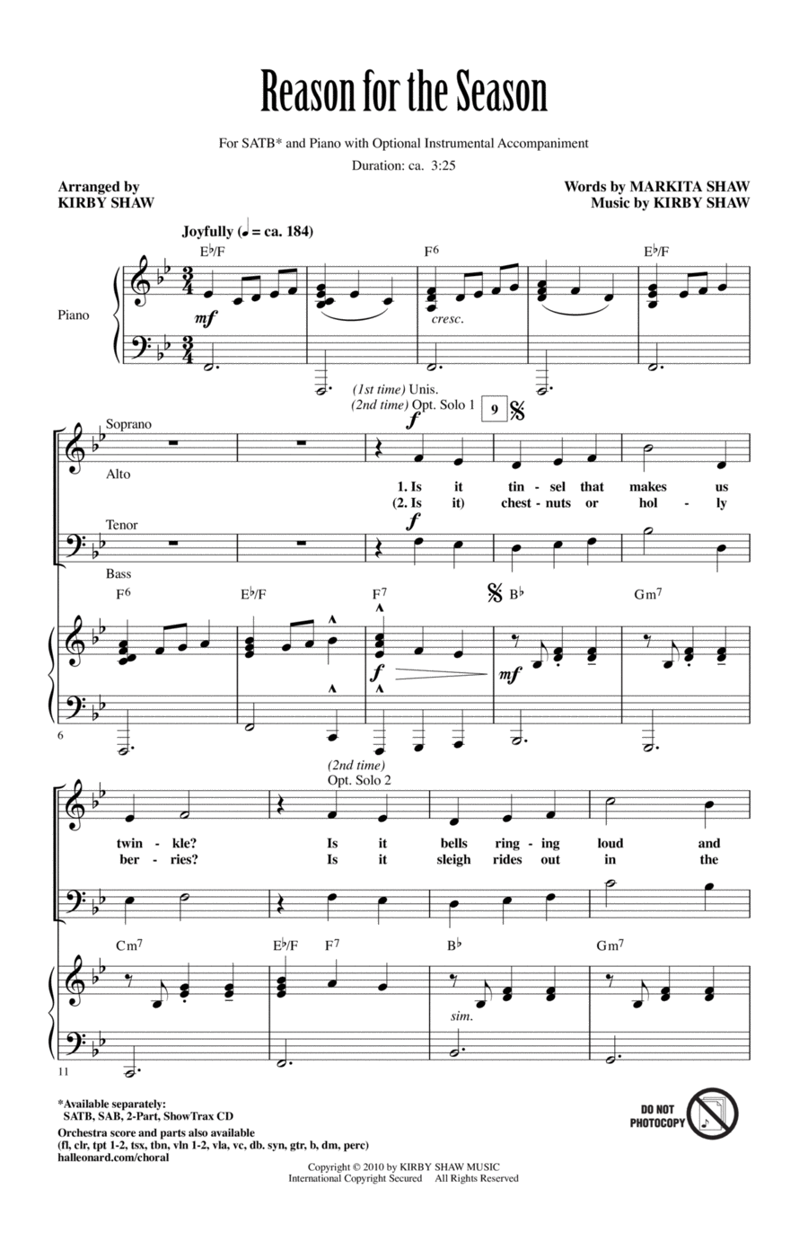 Reason For The Season Reason For The Season 4-Part scores gallery preview page 1