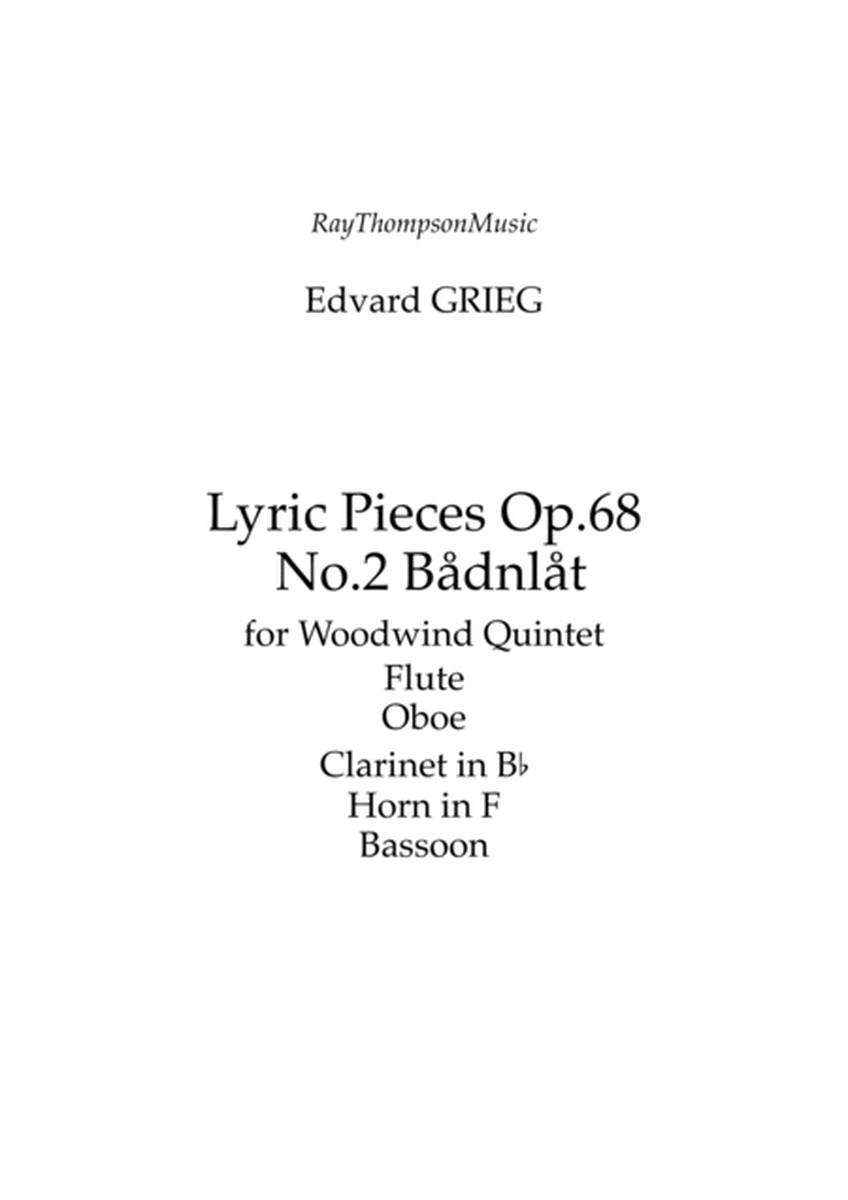 Grieg: Lyric Pieces Op.68 No.2 "Bådnlåt" (At The Cradle" - wind quintet image number null
