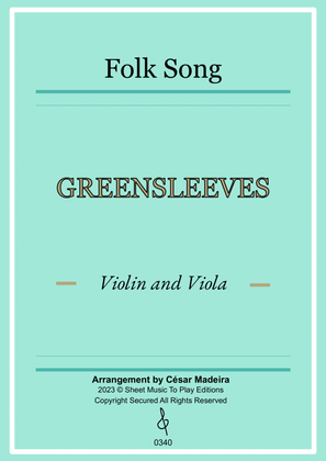 Book cover for Greensleeves - Violin and Viola - W/Chords (Full Score and Parts)