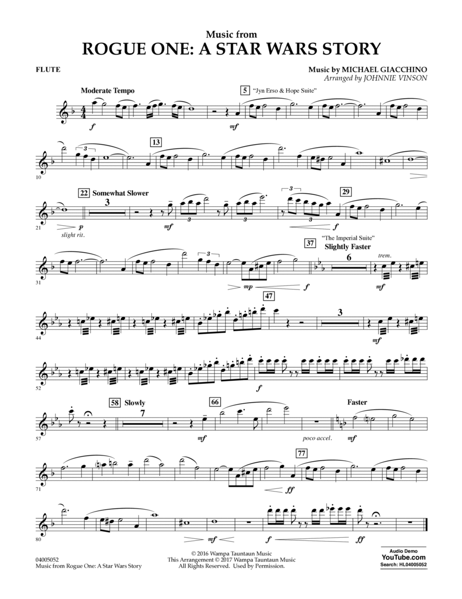 Music from Rogue One: A Star Wars Story - Flute Flute scores gallery preview page 1