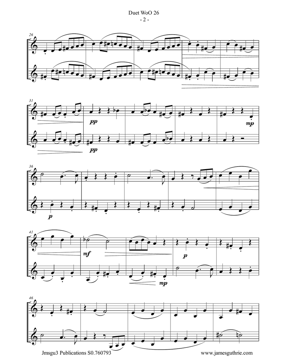 Beethoven: Duet WoO 26 for Clarinet Duo Clarinet Duet scores gallery preview page 2