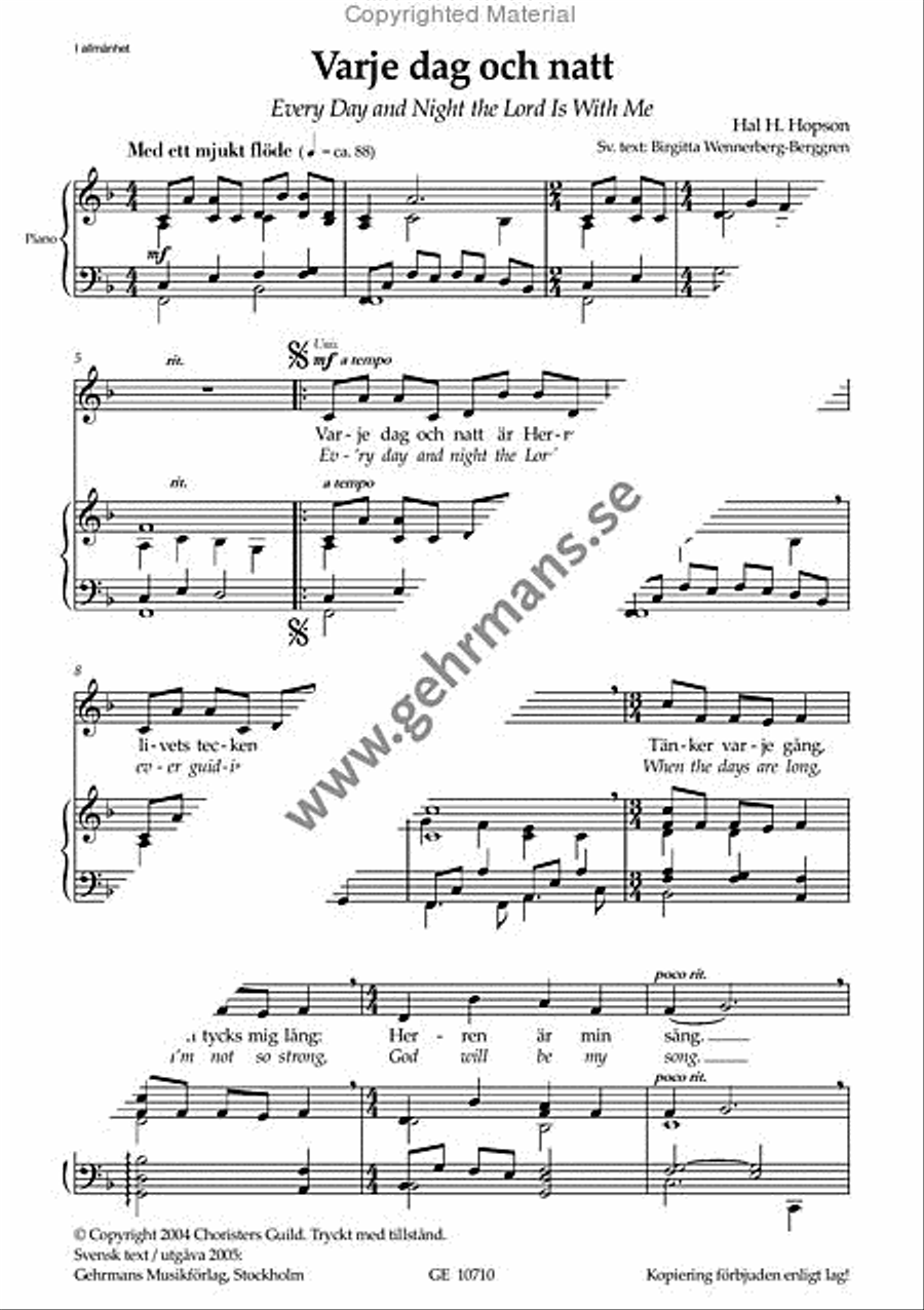 Varje dag och natt Varje dag och natt Unison Choir scores gallery preview page 2