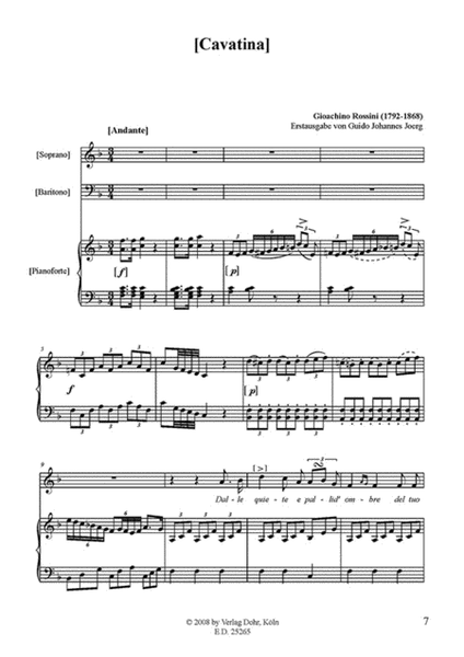 Dalle quiete e pallid' ombre -Kantate für Sopran, Bariton und Klavier-