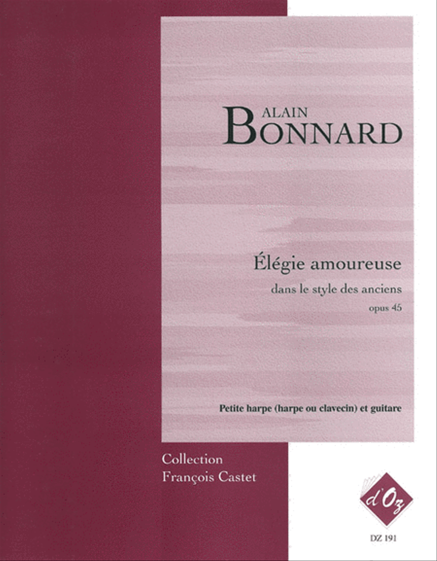 Élégie amoureuse dans le style des anciens, opus 45 Harp scores gallery preview page 1