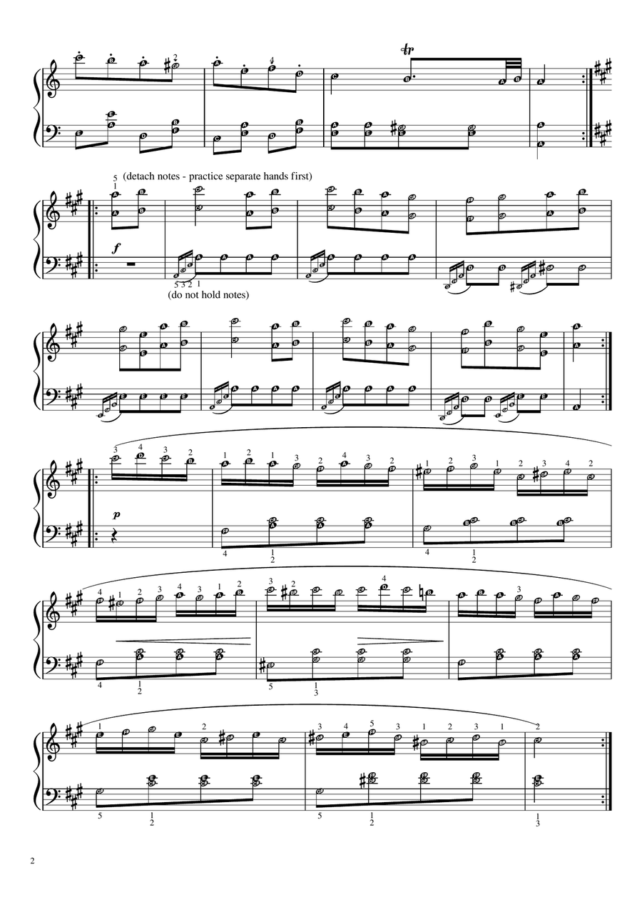 Turkish March (Rondo Alla Turca) MOZART with note names (original version no edit) Piano Method scores gallery preview page 2