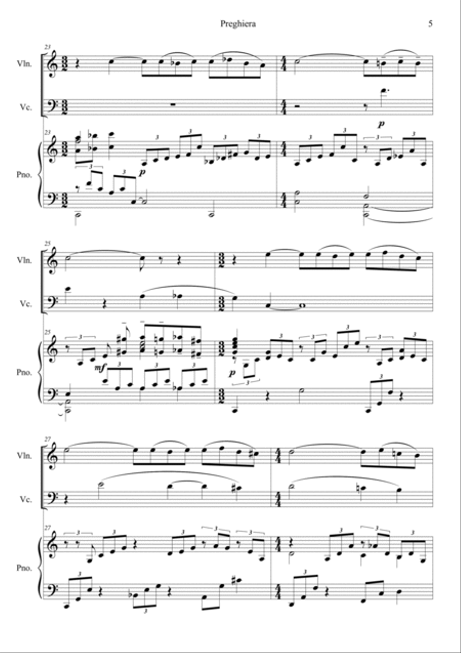 Preghiera (Piano concerto No.2 mov.2) Piano Trio scores gallery preview page 5
