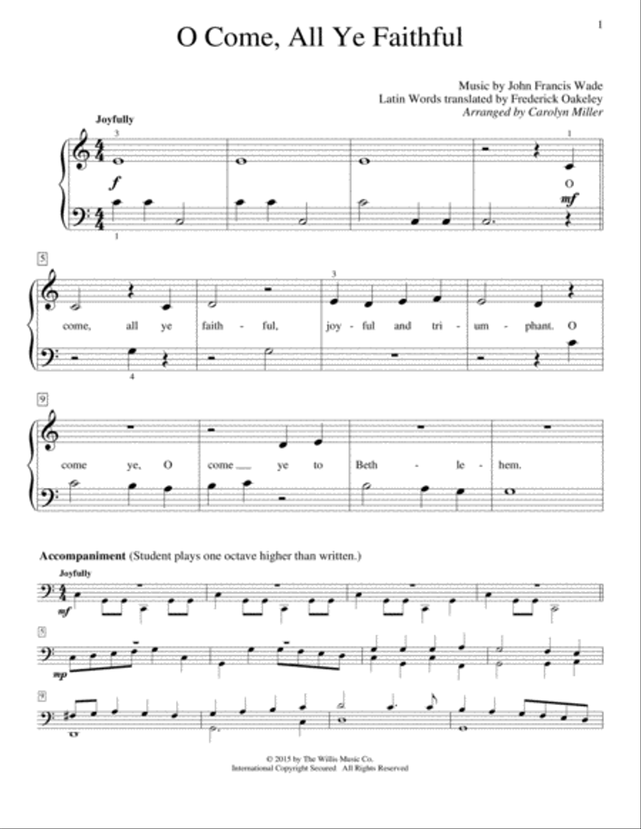 O Come, All Ye Faithful (Adeste Fideles) Piano Method scores gallery preview page 1
