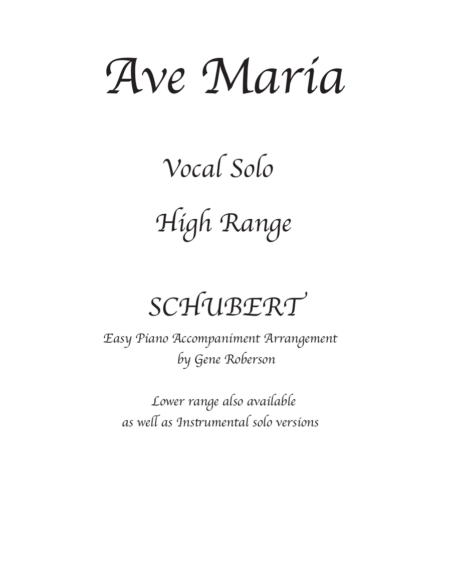 Ave Maria (Schubert) Vocal Solo High Voice Unison Choir scores gallery preview page 1