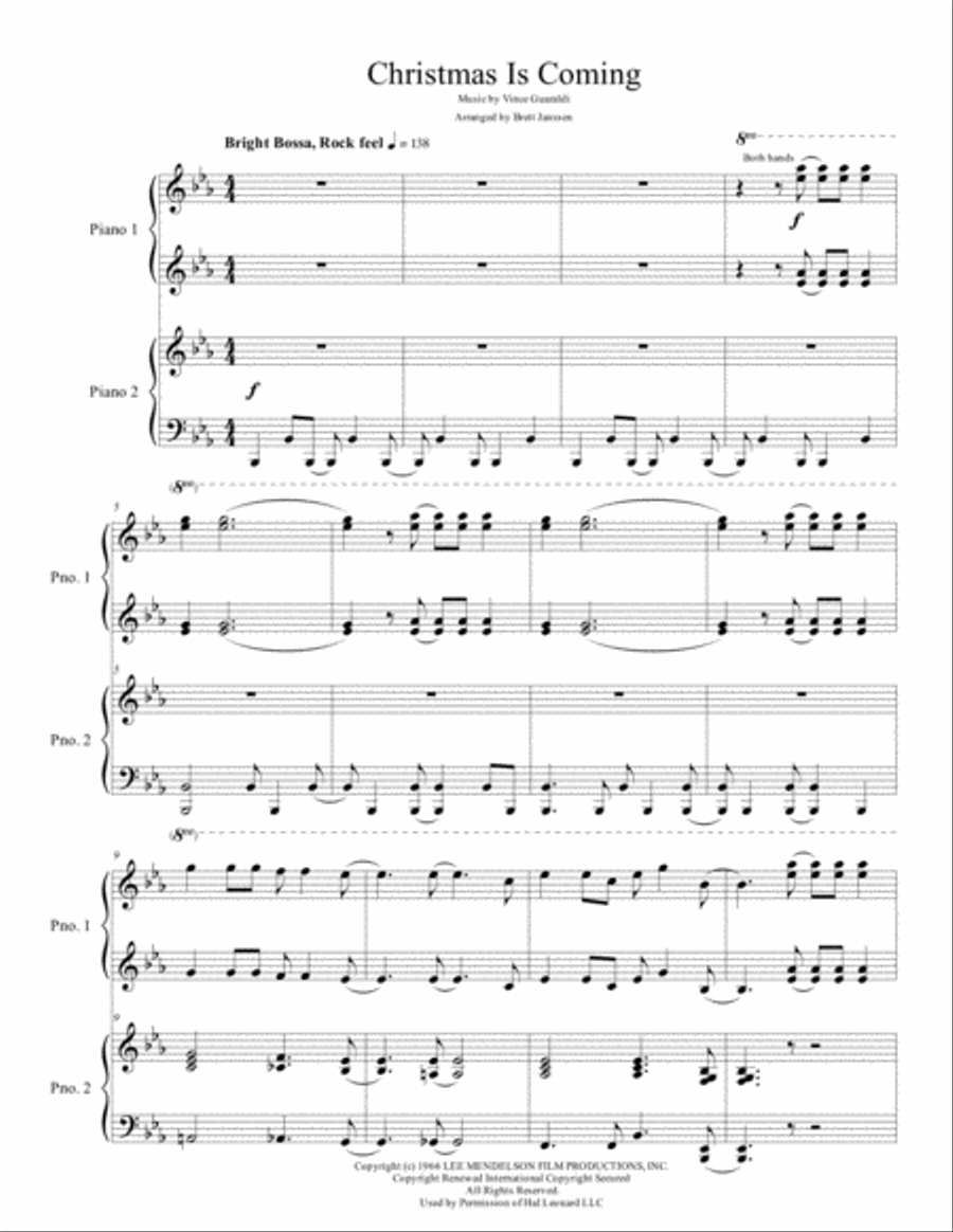 Christmas Is Coming from A CHARLIE BROWN CHRISTMAS Piano scores gallery preview page 2