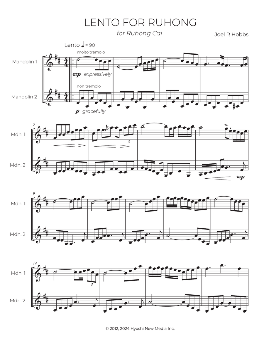 Lento for Ruhong Chamber Music scores gallery preview page 2