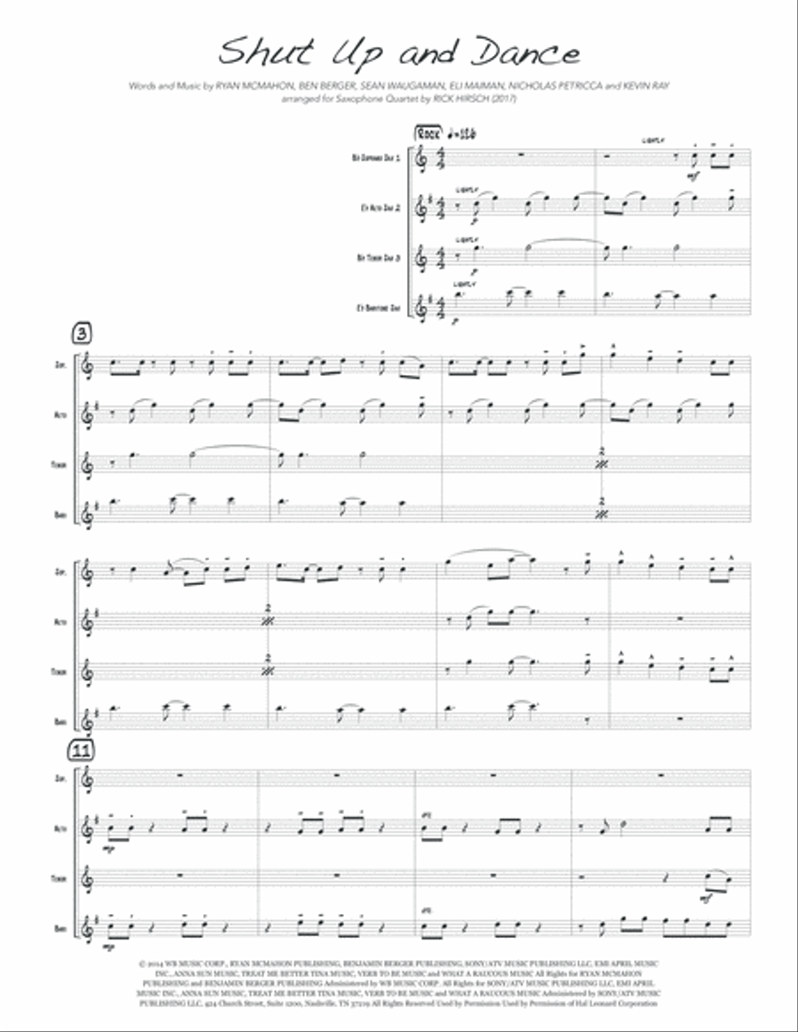 Shut Up And Dance Woodwind Quartet scores gallery preview page 3