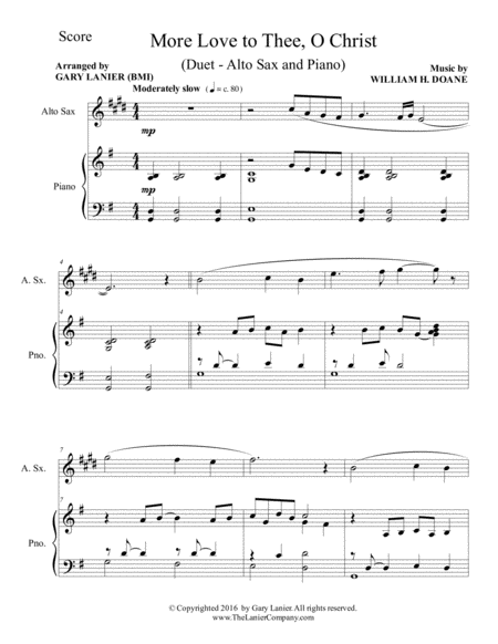 MORE LOVE TO THEE, O CHRIST (Duet – Alto Sax & Piano with Parts) image number null