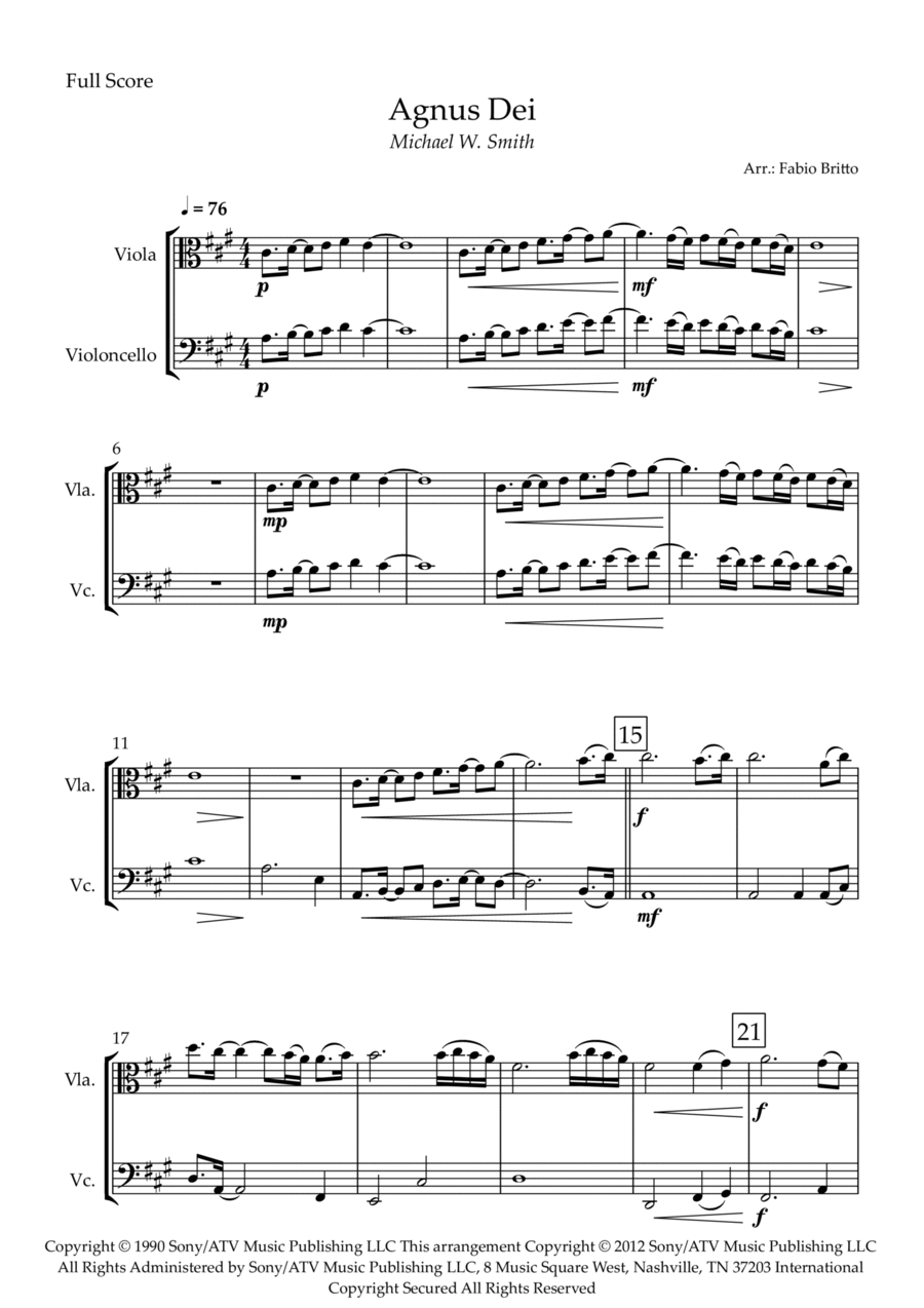 Agnus Dei String Duet scores gallery preview page 1