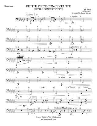 Petite Piece Concertante (Little Concert Piece) (Solo Cornet and Concert Band): Bassoon