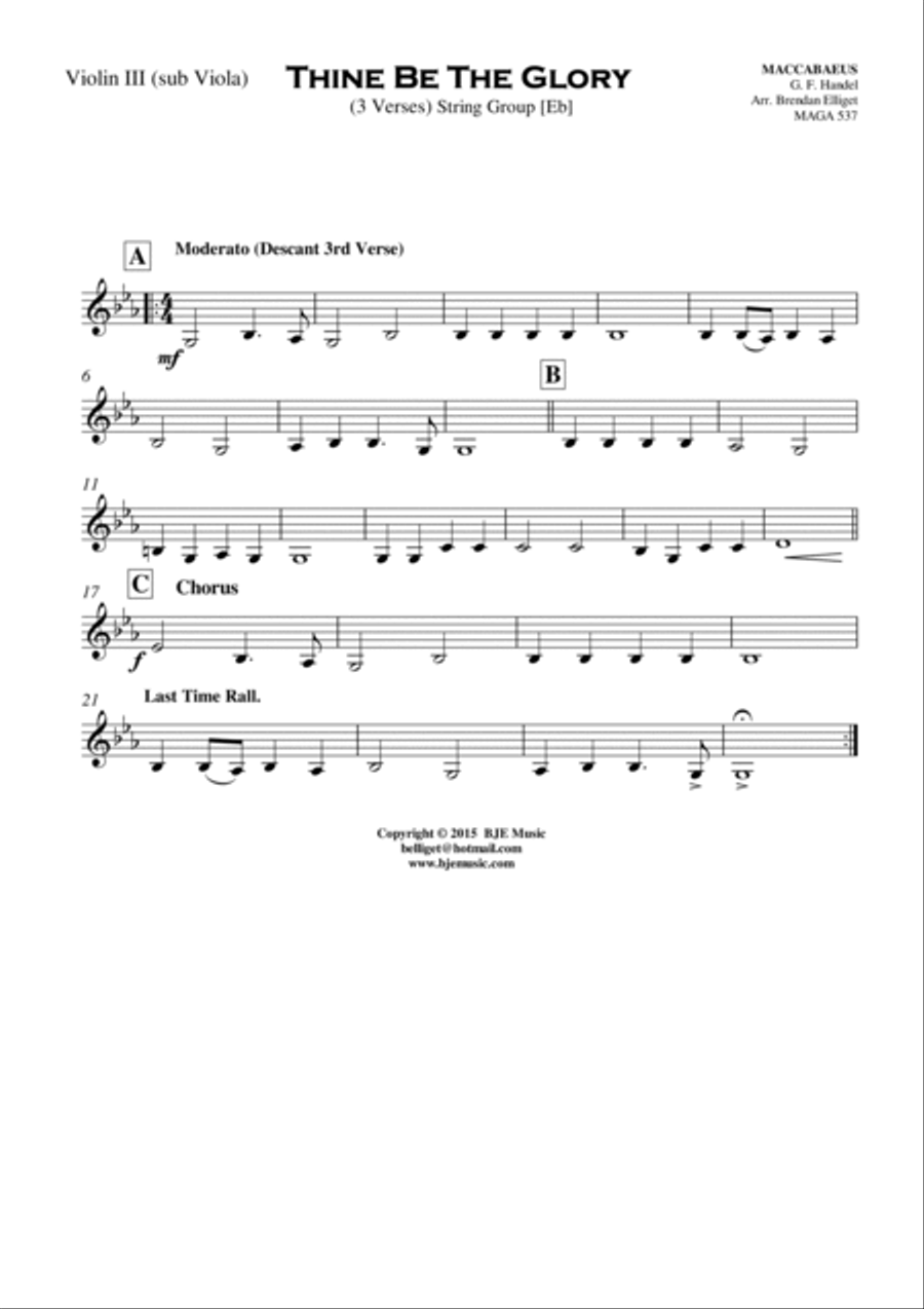 Thine Be The Glory (MACCABEUS) - String Group with Optional Piano Cello scores gallery preview page 5