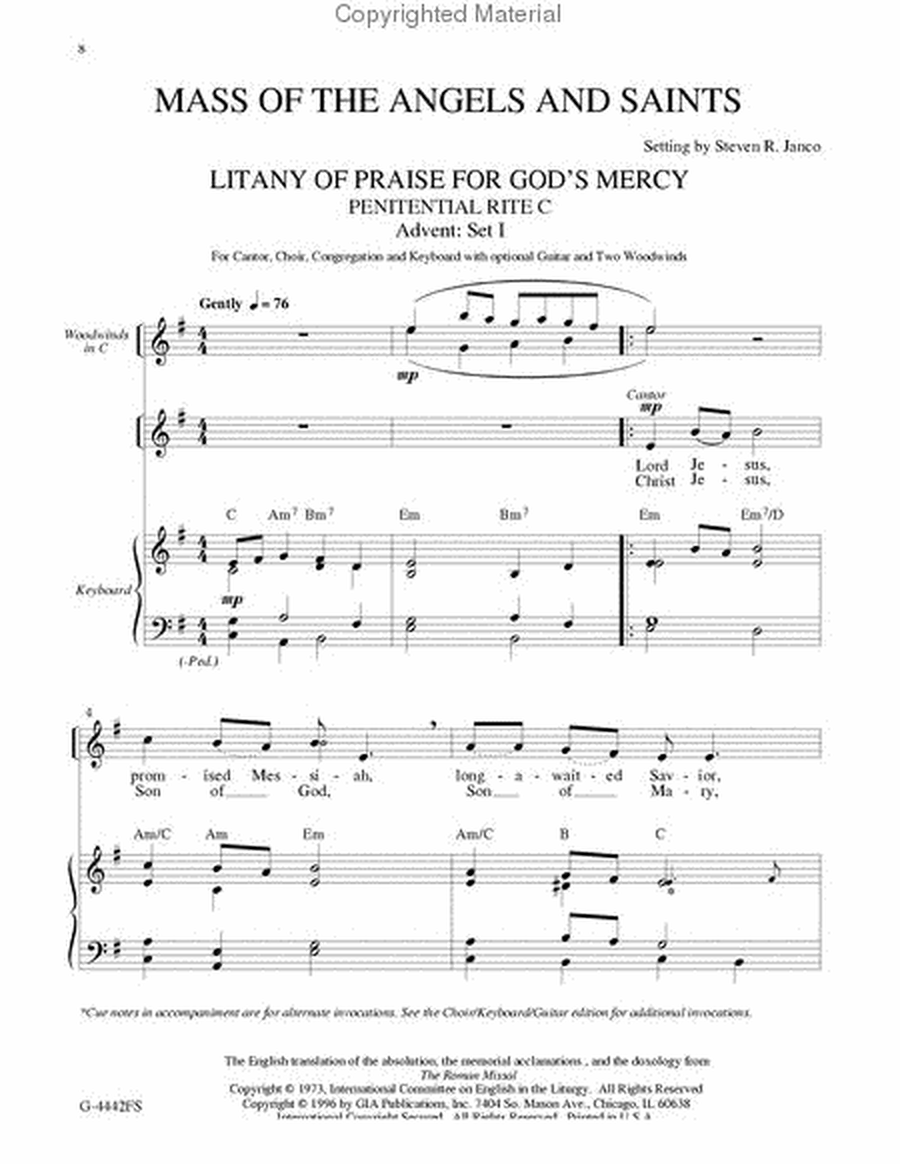 Mass of the Angels and Saints - Choral / Accompaniment Edition image number null