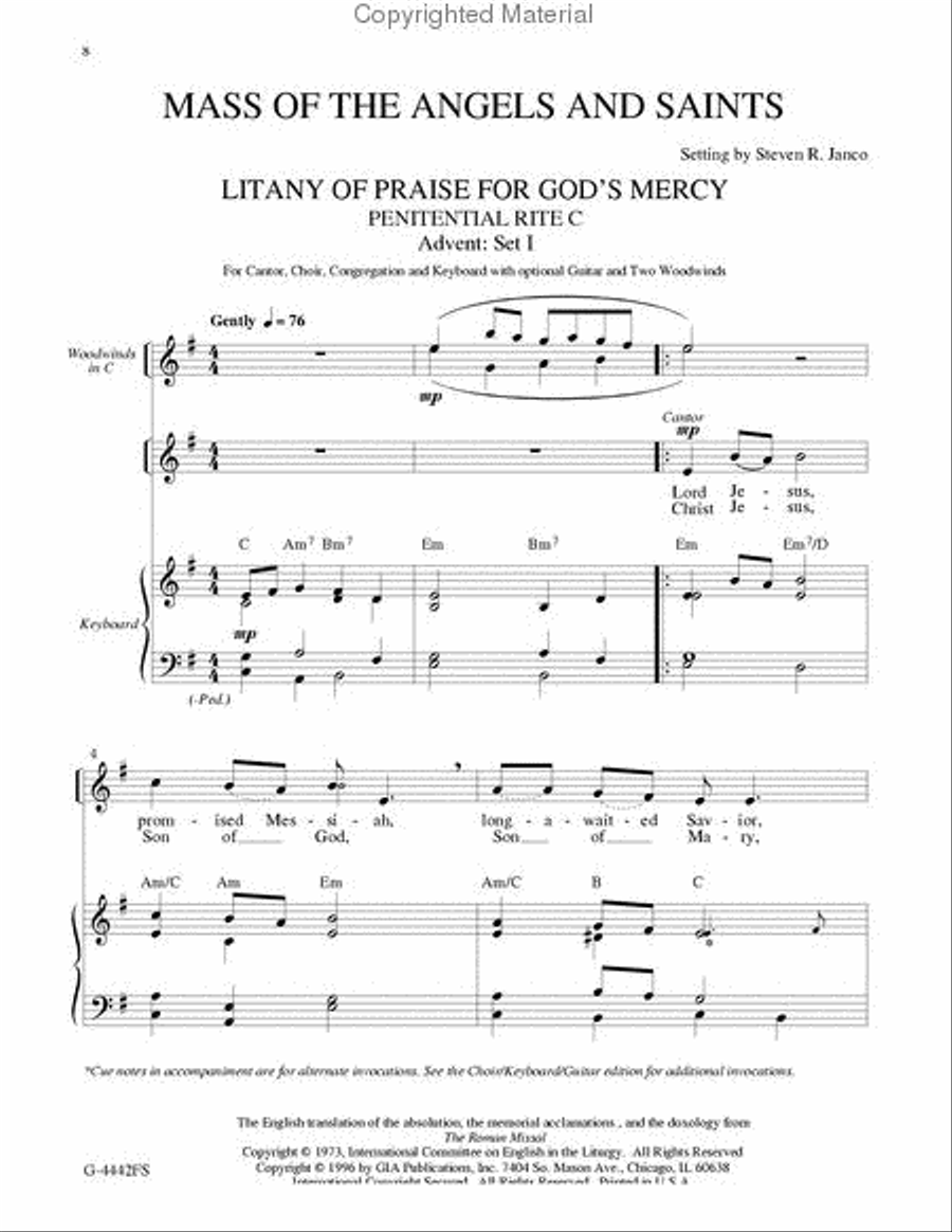 Mass of the Angels and Saints - Choral / Accompaniment Edition 3-Part scores gallery preview page 2
