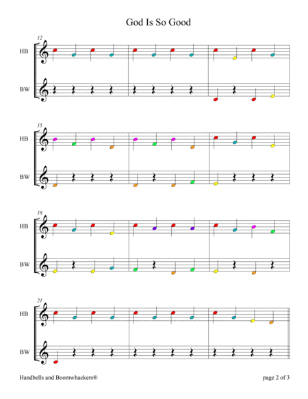God Is So Good (for 8-note Bells and Boomwhackers with Color Coded Notes) image number null