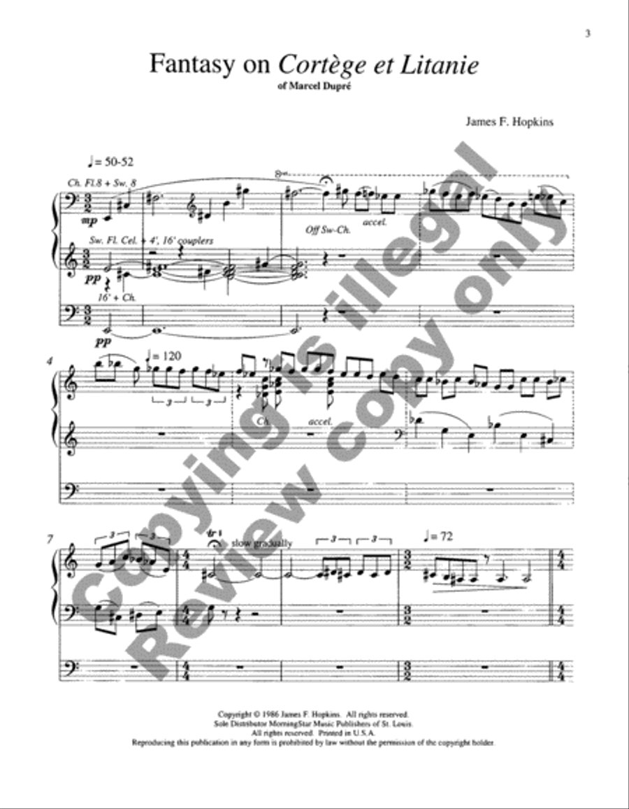 Fantasy on Cortége et Litanie of Marcel Dupré Organ scores gallery preview page 3