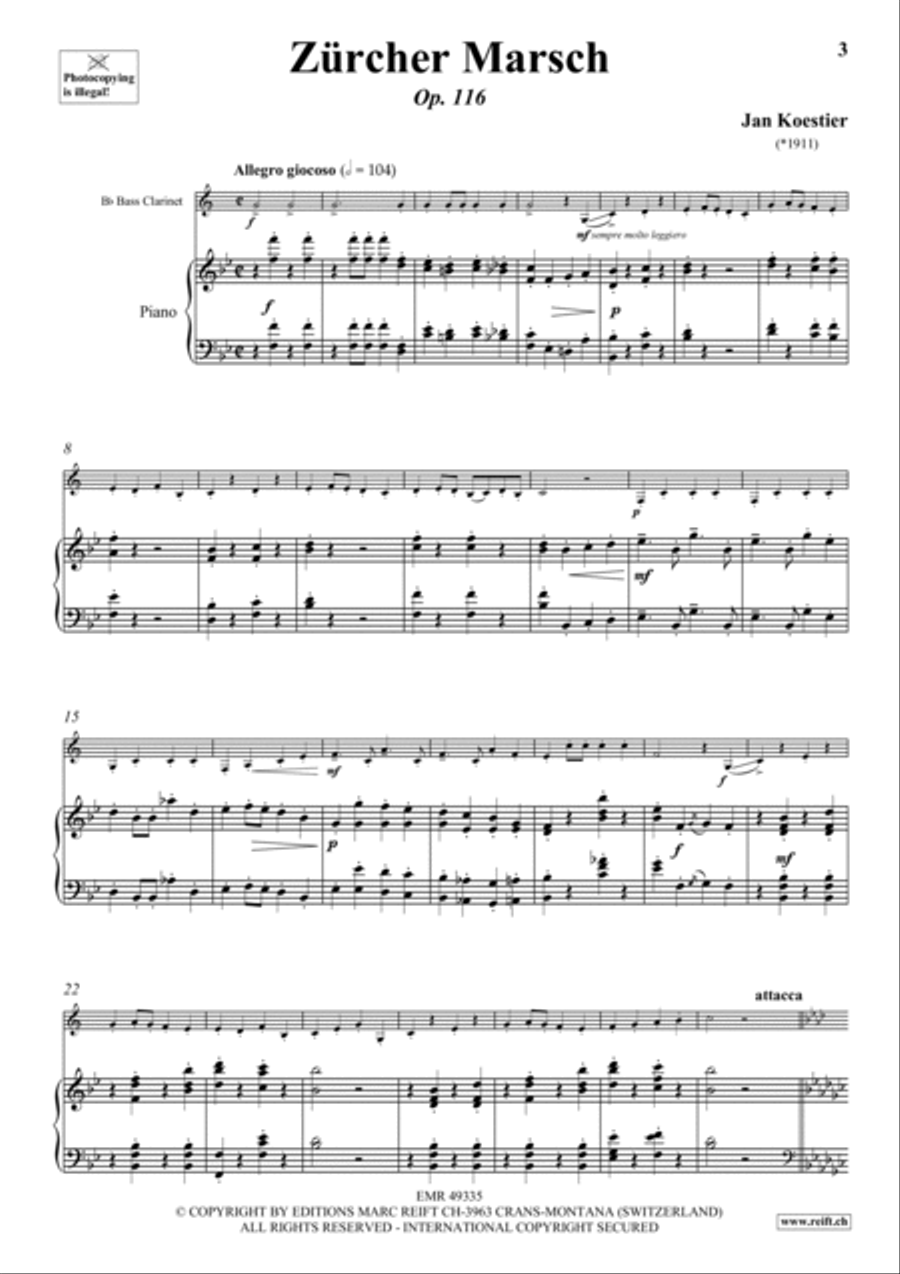 Zurcher Marsch Bass Clarinet scores gallery preview page 6