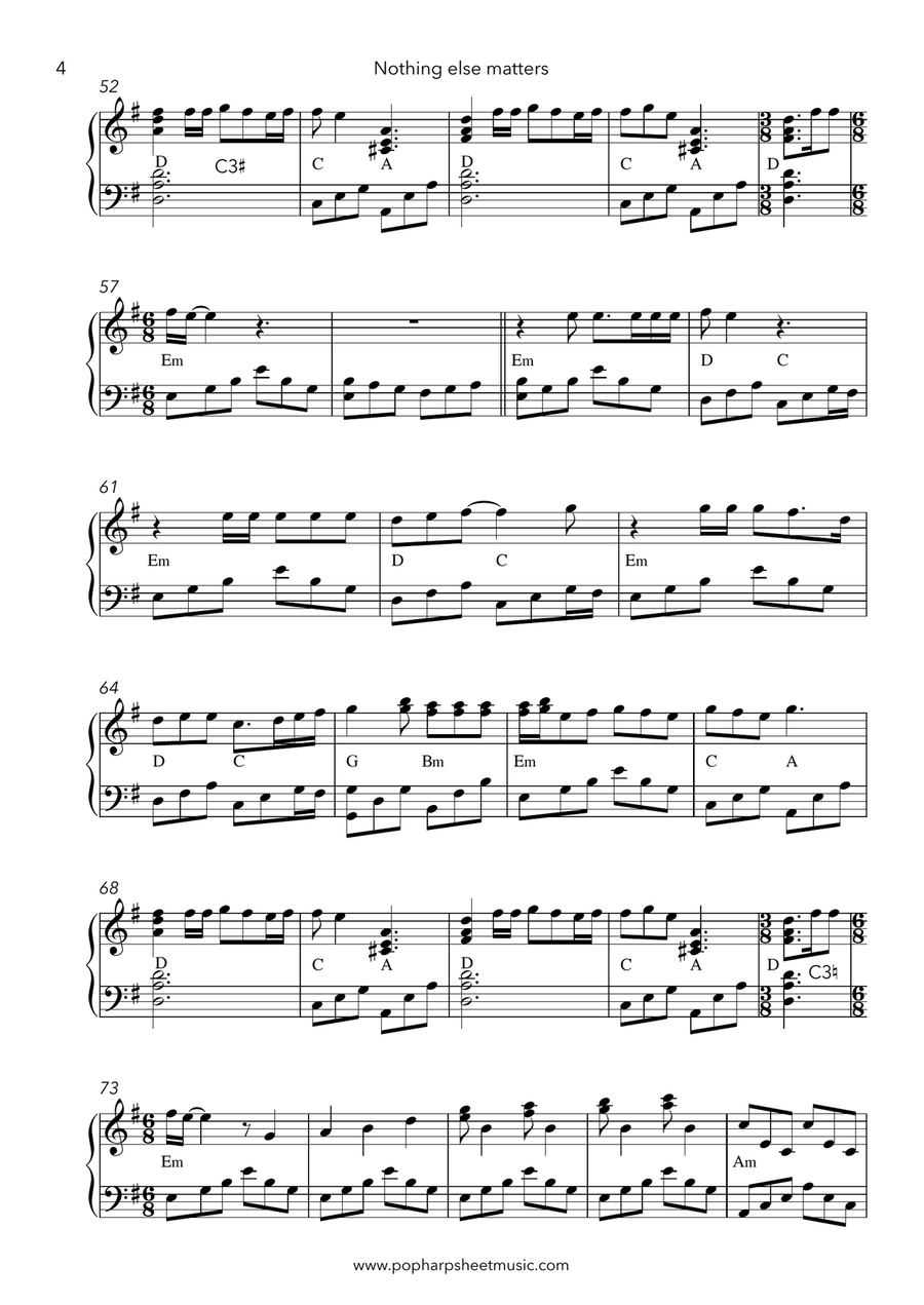 Nothing Else Matters Harp scores gallery preview page 4