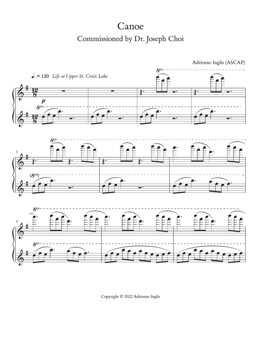 Canoe for solo piano Piano Solo scores gallery preview page 3