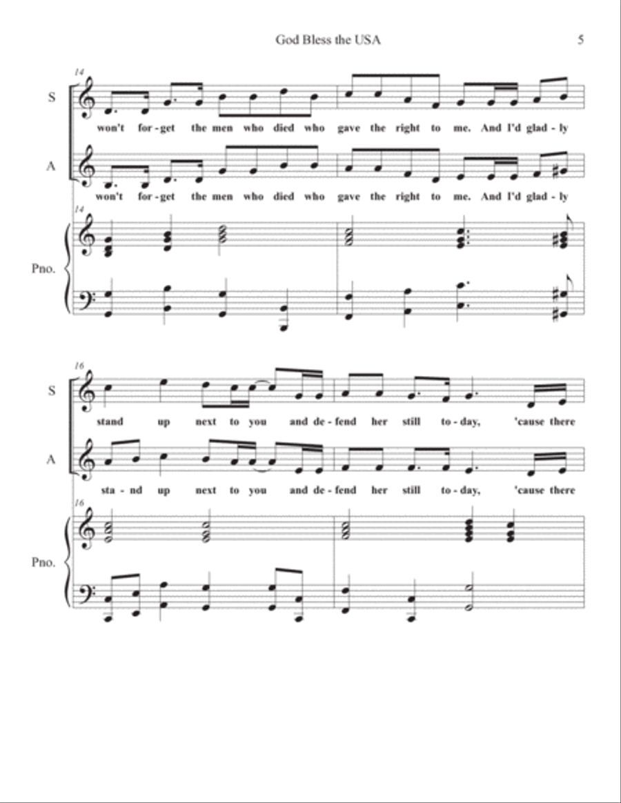 God Bless The U.s.a. God Bless The U.s.a. Alto Voice scores gallery preview page 5