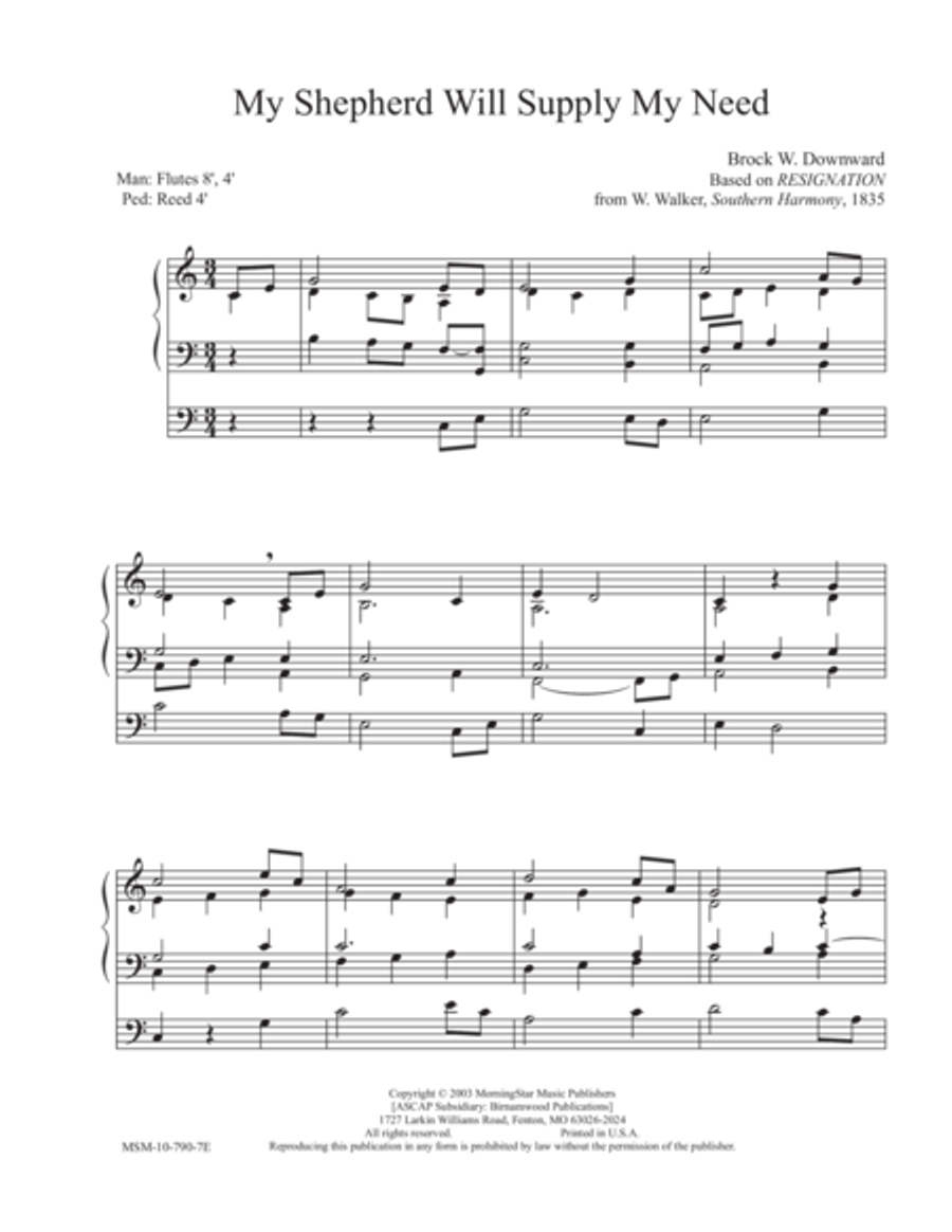 My Shepherd Will Supply My Need Organ scores gallery preview page 1