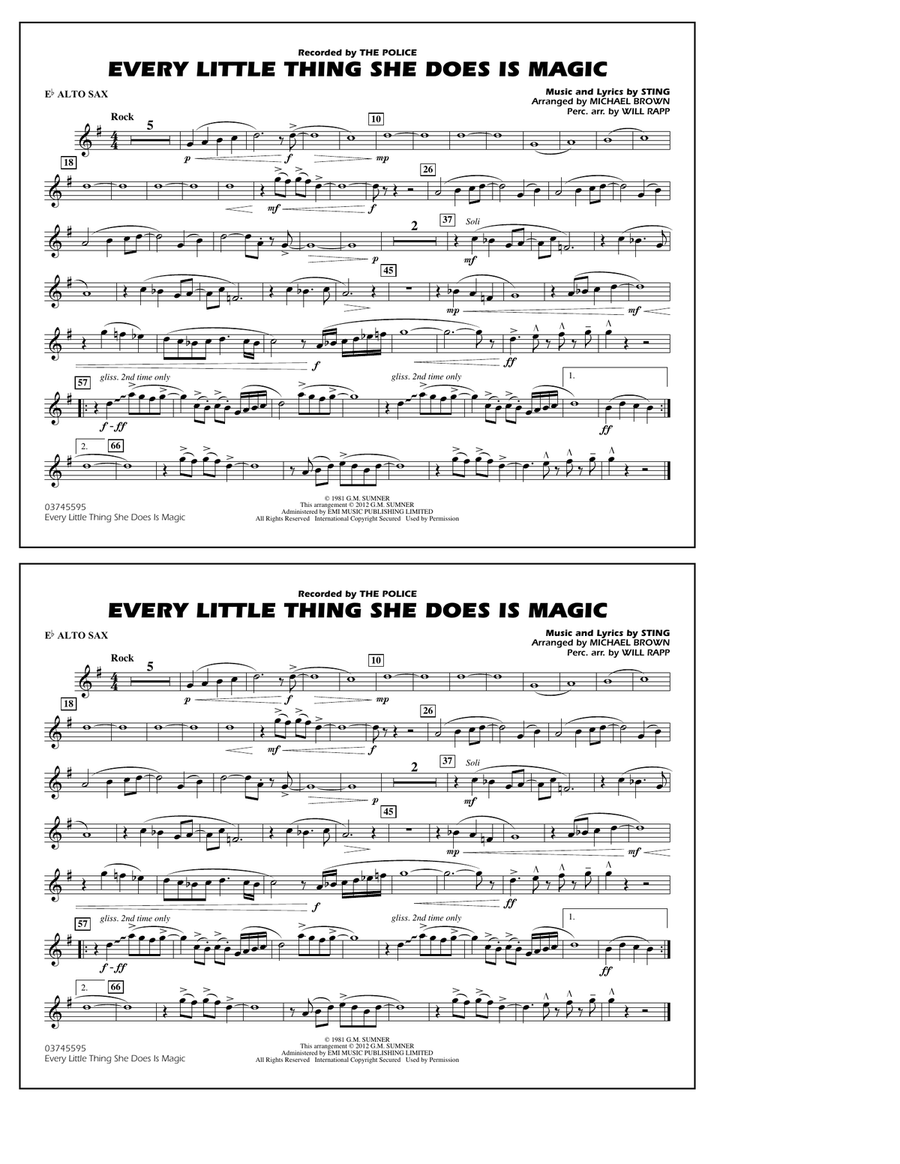 Every Little Thing She Does Is Magic - Eb Alto Sax Marching Band scores gallery preview page 1