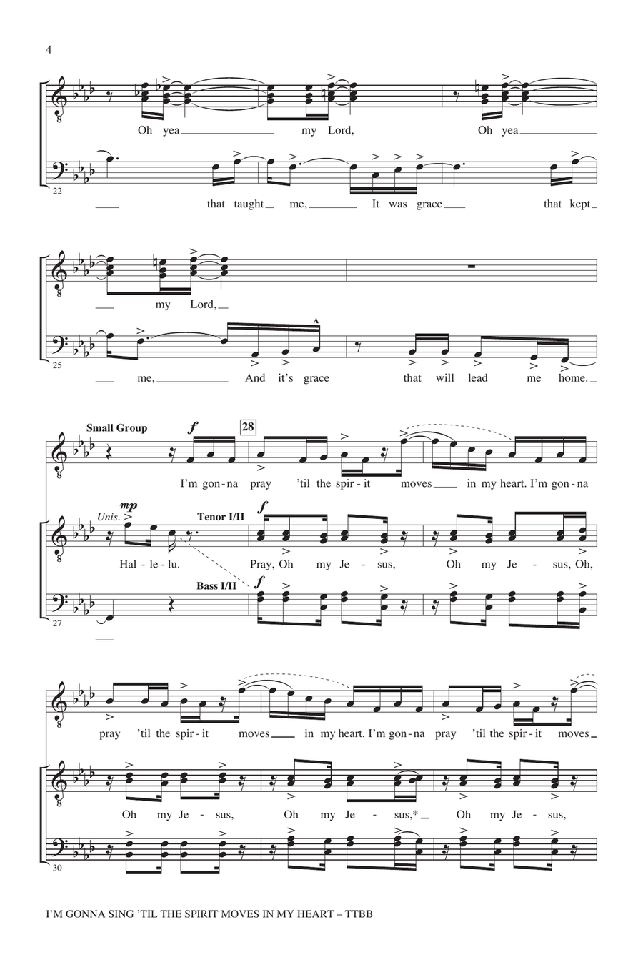 I'm Gonna Sing 'Til The Spirit Moves In My Heart TTBB scores gallery preview page 3