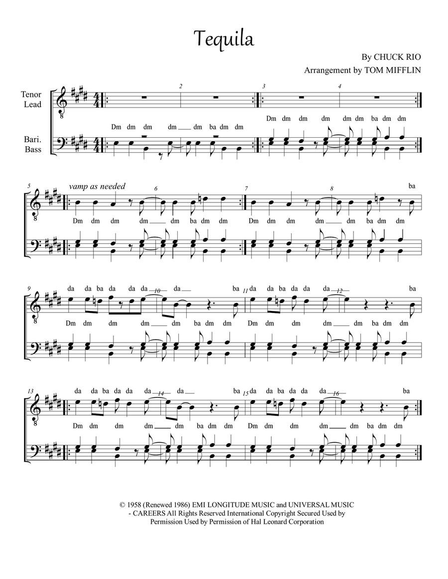 Tequila A Cappella scores gallery preview page 1