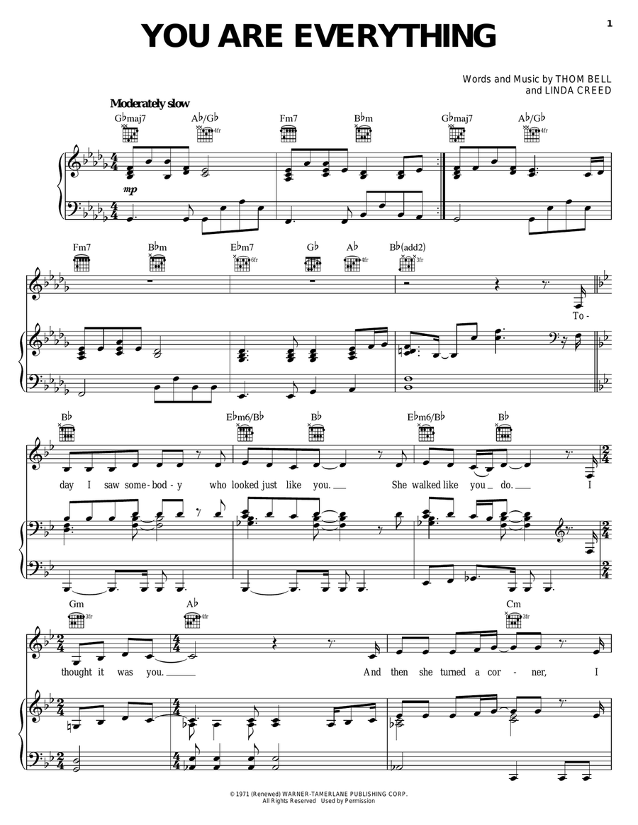 You Are Everything Piano, Vocal, Guitar scores gallery preview page 1