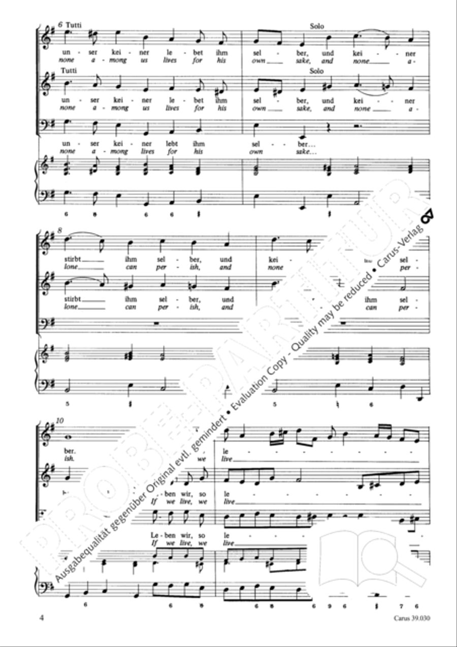 Among us lives for his own sake (Unser keiner lebt ihm selber) SA scores gallery preview page 4