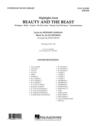 Highlights from Beauty and the Beast - Full Score