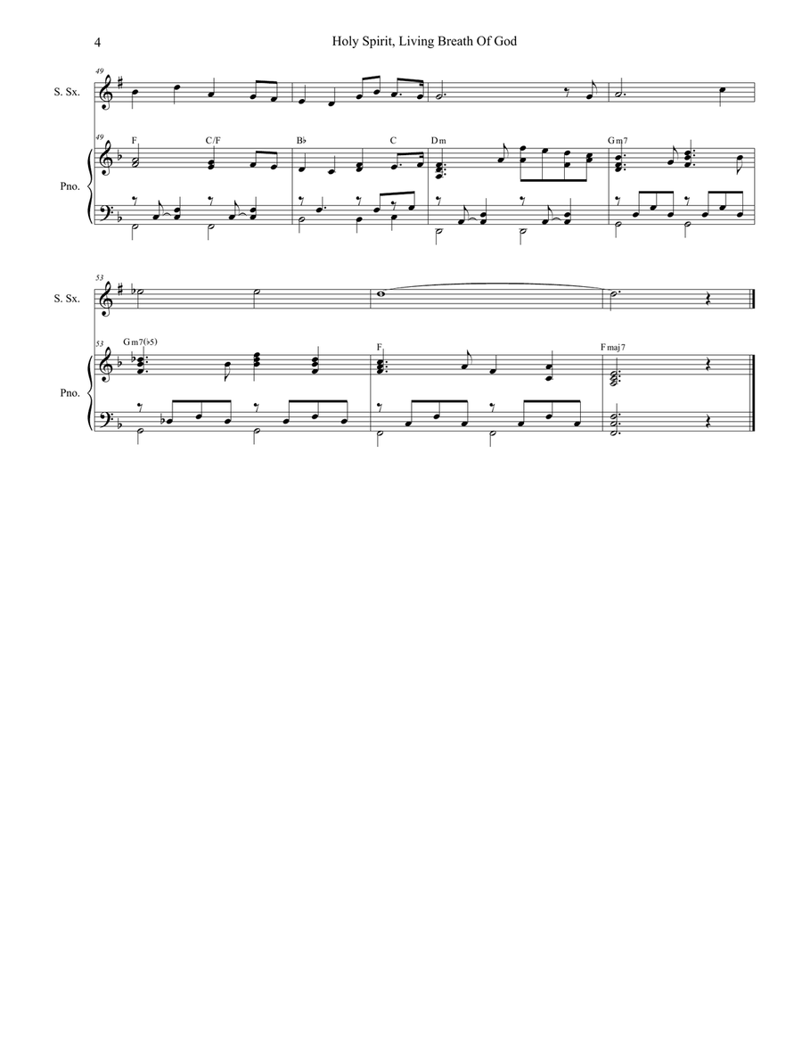 Holy Spirit, Living Breath Of God Soprano Saxophone scores gallery preview page 4