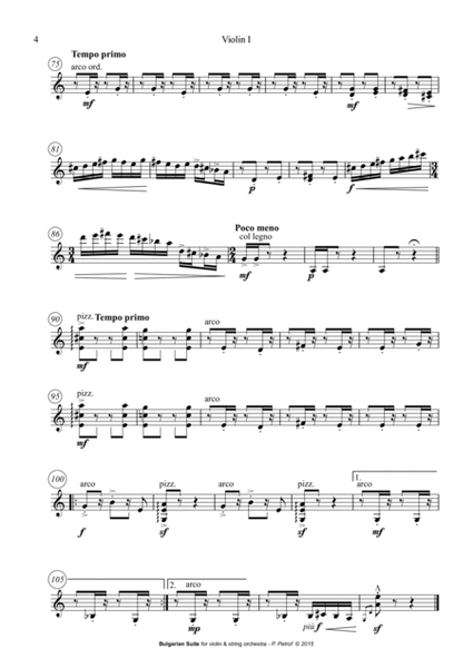 Bulgarian Suite for Violin and 13 Strings - Violin solo part
