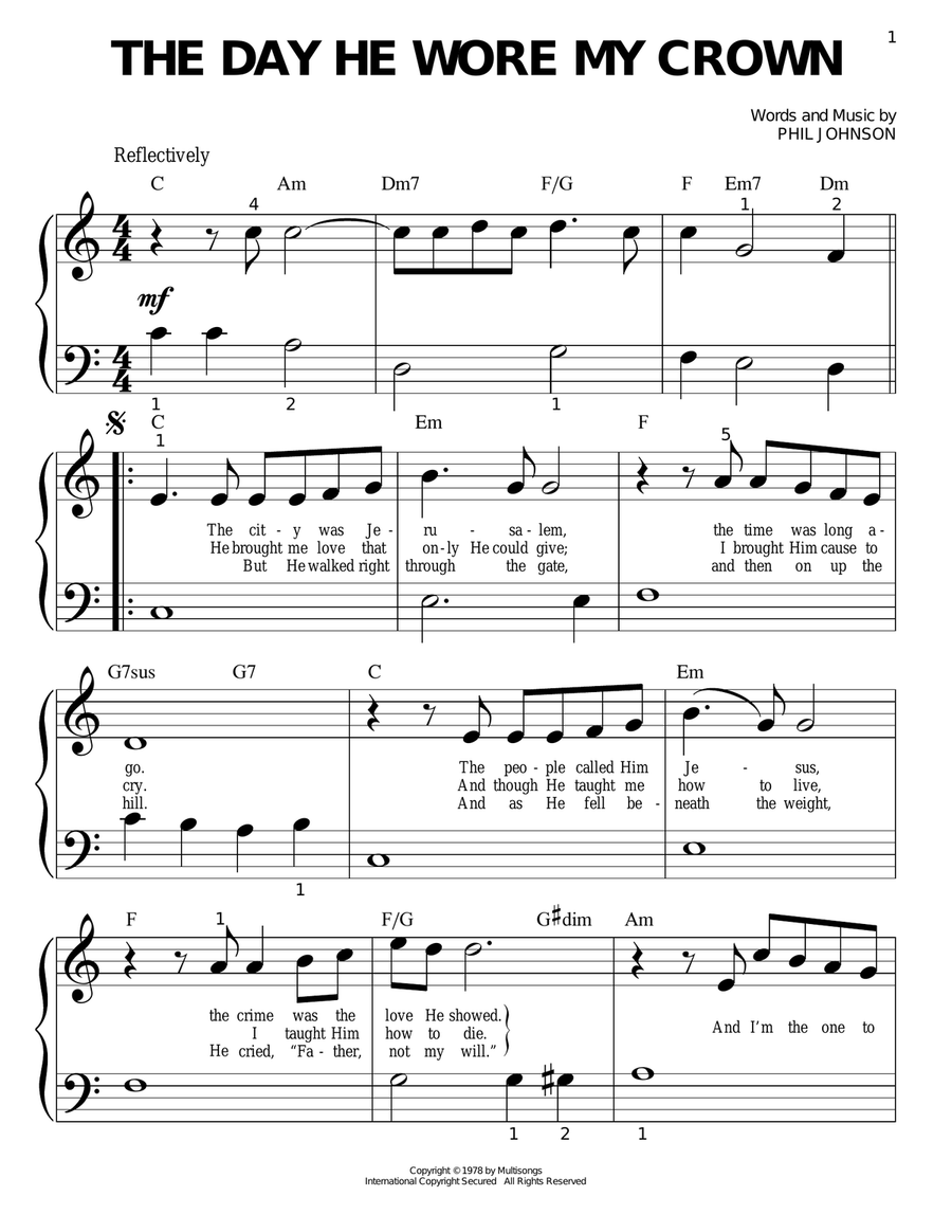 The Day He Wore My Crown Easy Piano scores gallery preview page 1