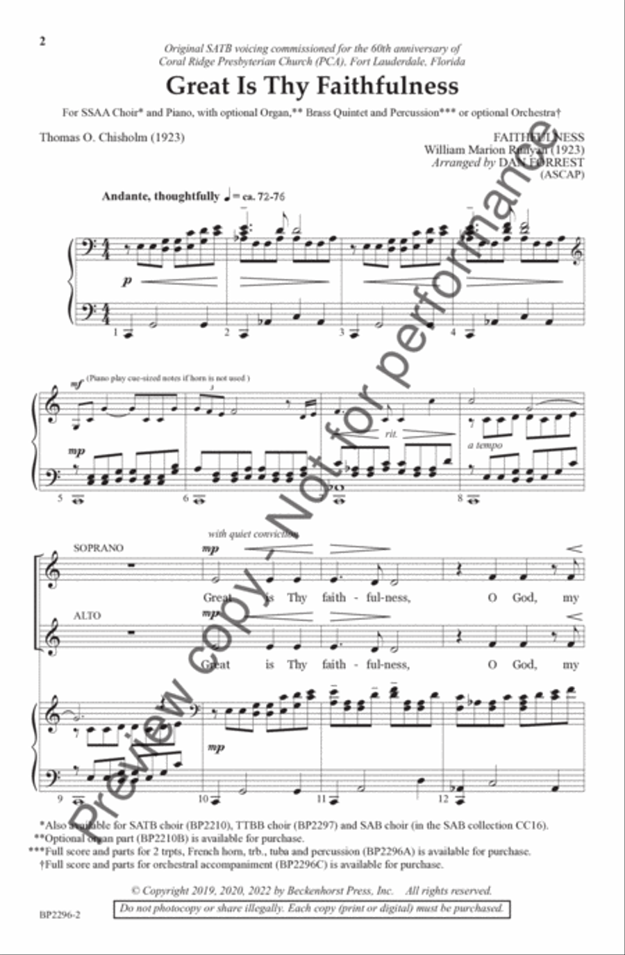 Great Is Thy Faithfulness - Forrest - SSAA SSAA scores gallery preview page 3