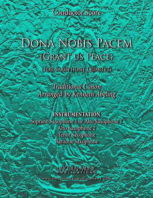Book cover for Dona Nobis Pacem (for Saxophone Quartet SATB or AATB)