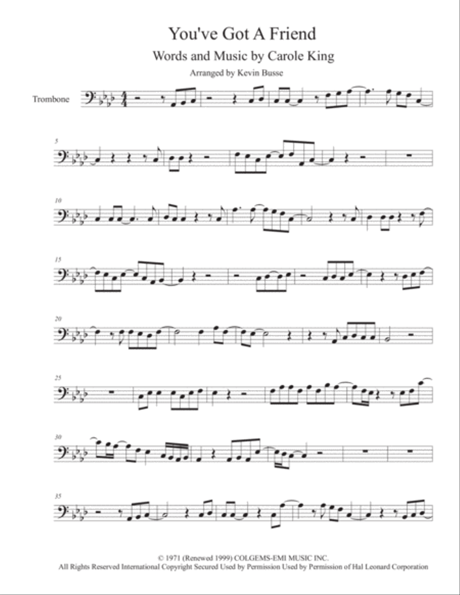 You've Got A Friend Trombone Solo scores gallery preview page 1