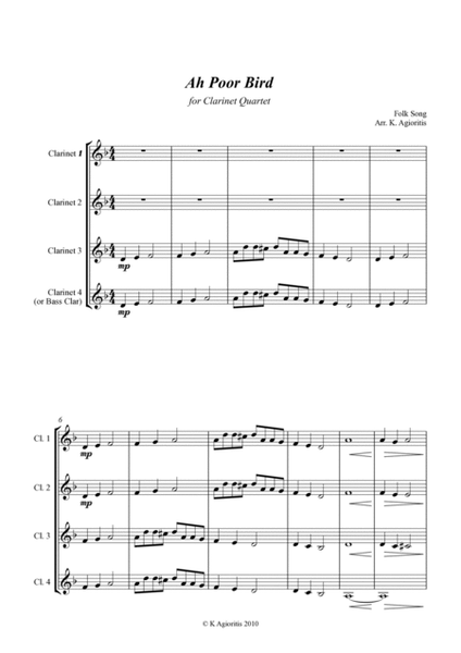 Ah Poor Bird - for Clarinet Quartet image number null