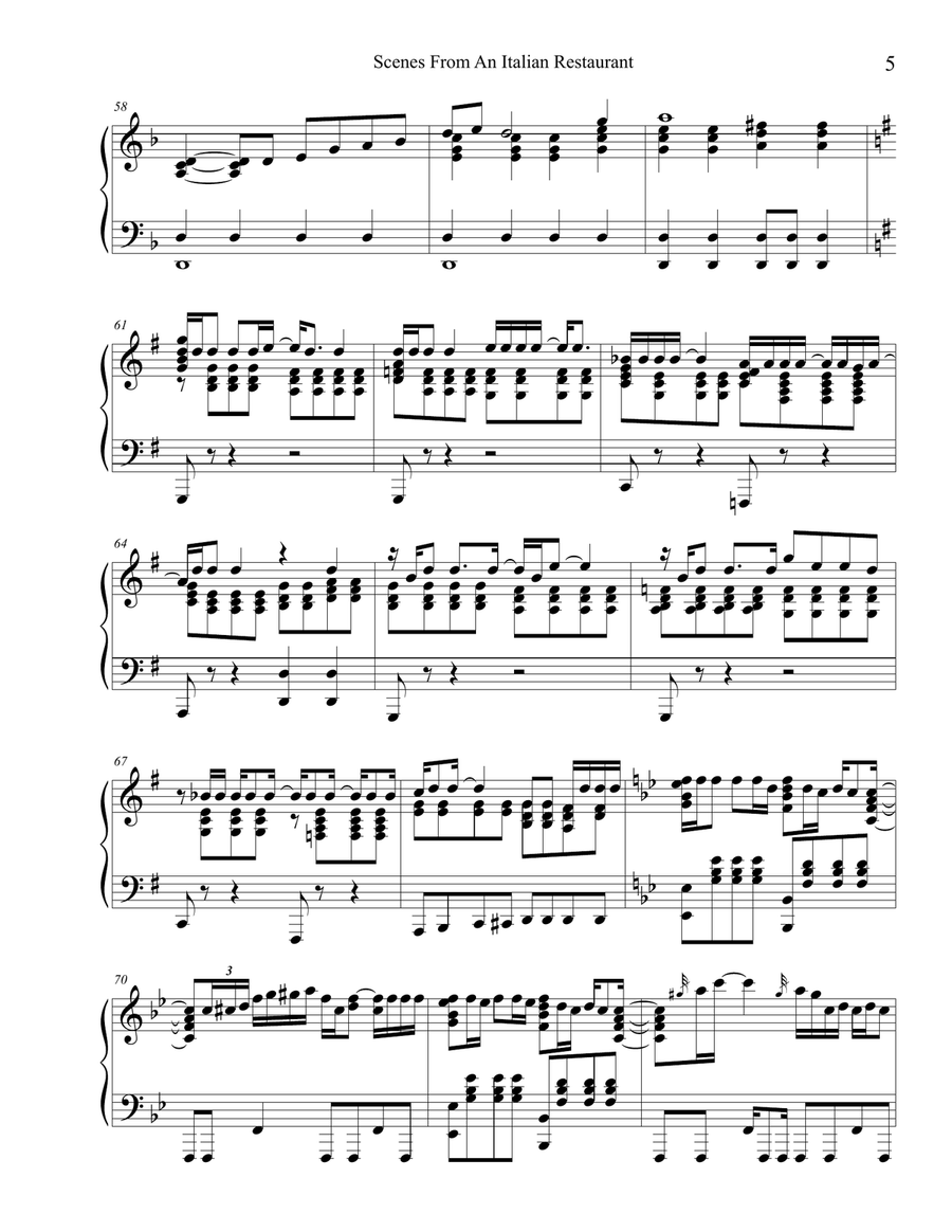 Scenes From An Italian Restaurant Piano Solo scores gallery preview page 5
