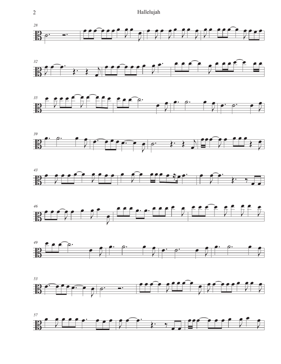 Hallelujah Viola Solo scores gallery preview page 2