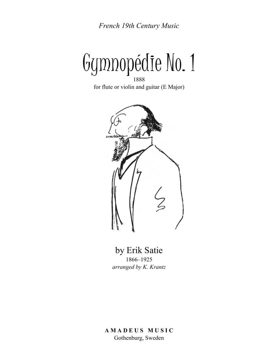 Gymnopedie 1 for flute or violin and guitar (E Major) Flute scores gallery preview page 1
