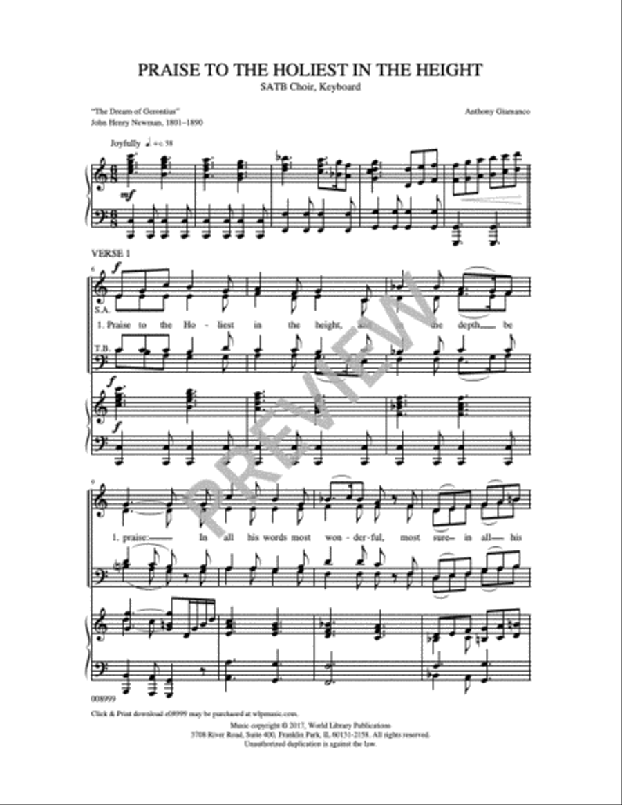 Praise to the Holiest in the Height 4-Part scores gallery preview page 2