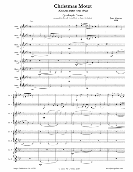 Mouton: Christmas Motet for French Horn Choir image number null