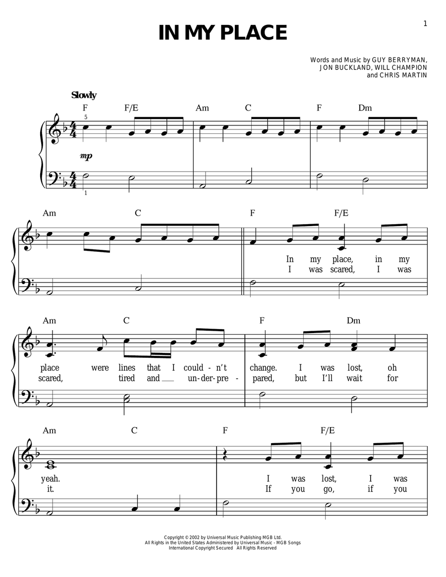 In My Place Voice scores gallery preview page 1
